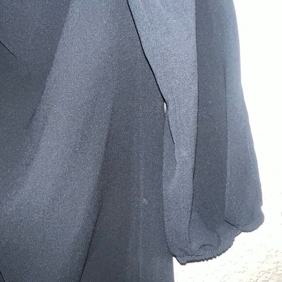 Rinascemento Blouse Sz Medium Italian Black Draped Front Low High Hem - Picture 9 of 12